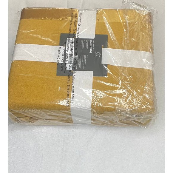 Martha Stewart Soft Fleece King Size Blanket, 108" x 90", Harvest Gold - Picture 9 of 10